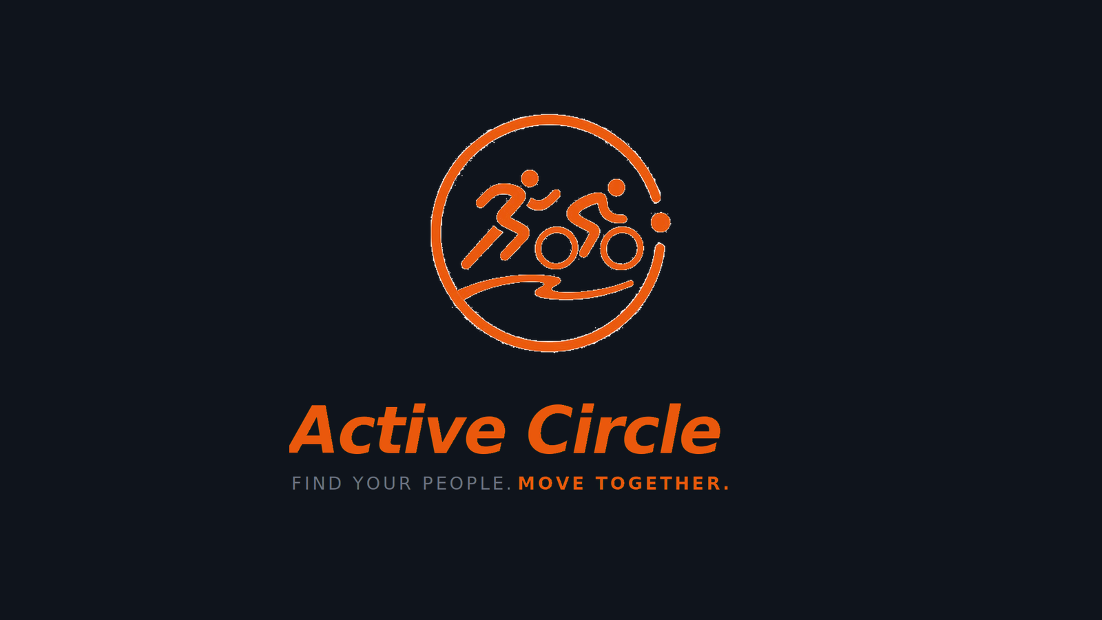 Active Circle Logo und Wortmarke auf dunklem Brand-Hintergrund