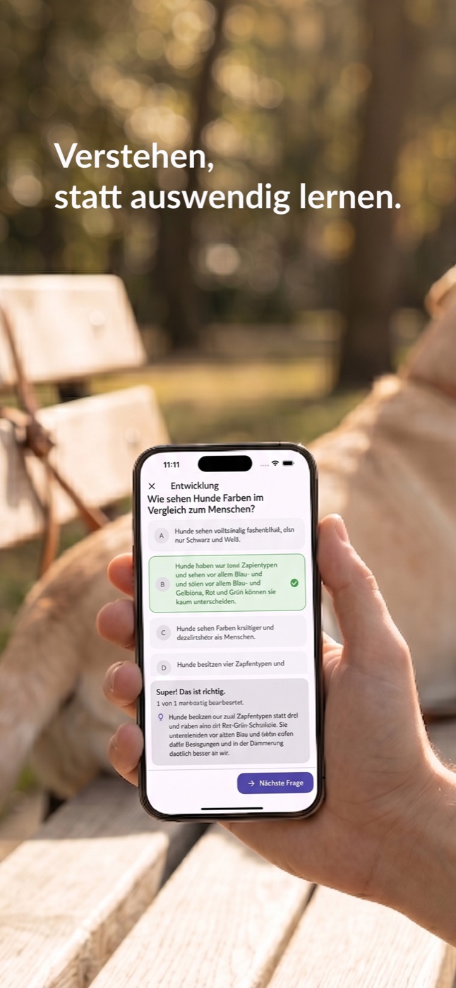 Quiz-Screen mit Erklärung